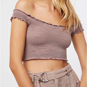 Free People Smocked Crop Top
